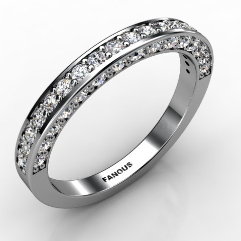 18k White Gold Wedding Band 0.562cts SKU: 0300741-18kw